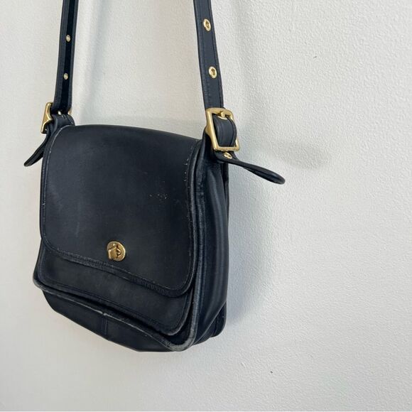 Vintage Coach Black Leather Rambler's Legacy Crossbody Bag - Picture 6 of 16